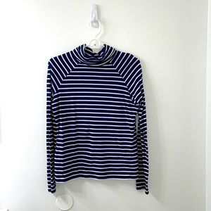 Forever21 Navy Blue Striped Turtleneck Top
Size M